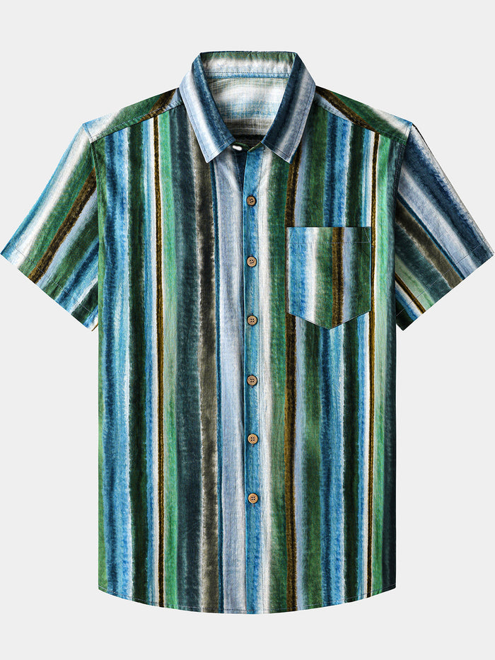 Casual Stripe Short Sleeve Shirt