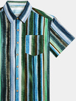 Casual Stripe Short Sleeve Shirt