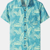 Hawaiian Casual Short-Sleeve Pockets Shirts, Tropical Print