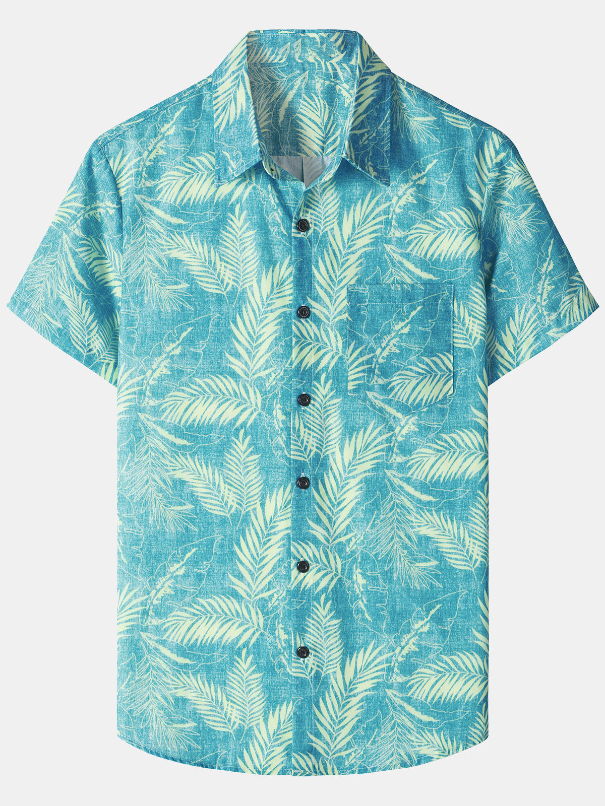 Hawaiian Casual Short-Sleeve Pockets Shirts, Tropical Print