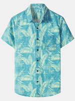 Hawaiian Casual Short-Sleeve Pockets Shirts, Tropical Print