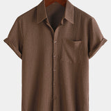 Casual Short-Sleeve Summer Shirt with Pockets, Solid Color