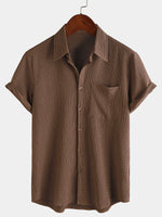 Casual Short-Sleeve Summer Shirt with Pockets, Solid Color
