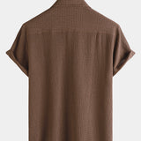 Casual Short-Sleeve Summer Shirt with Pockets, Solid Color