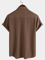 Casual Short-Sleeve Summer Shirt with Pockets, Solid Color