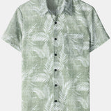 Hawaiian Casual Short-Sleeve Pockets Shirts, Tropical Print