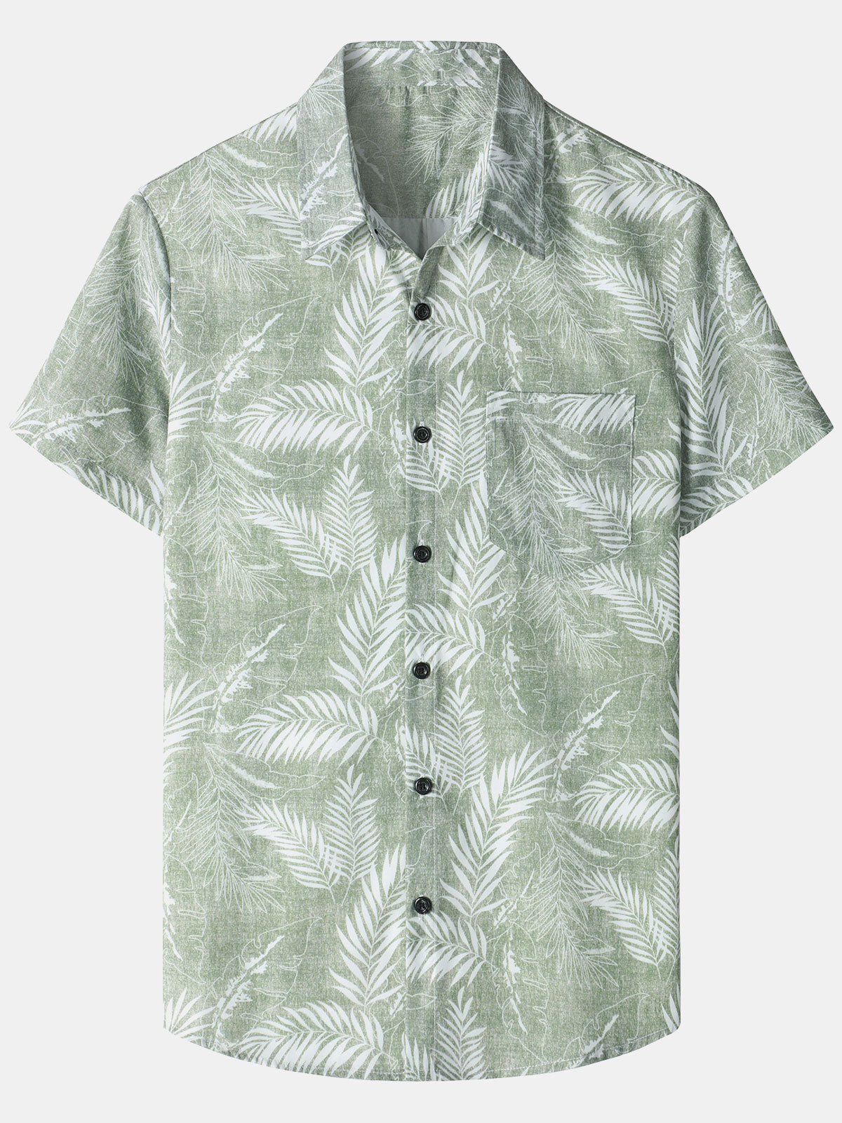 Hawaiian Casual Short-Sleeve Pockets Shirts, Tropical Print