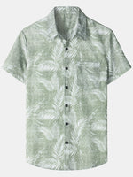 Hawaiian Casual Short-Sleeve Pockets Shirts, Tropical Print