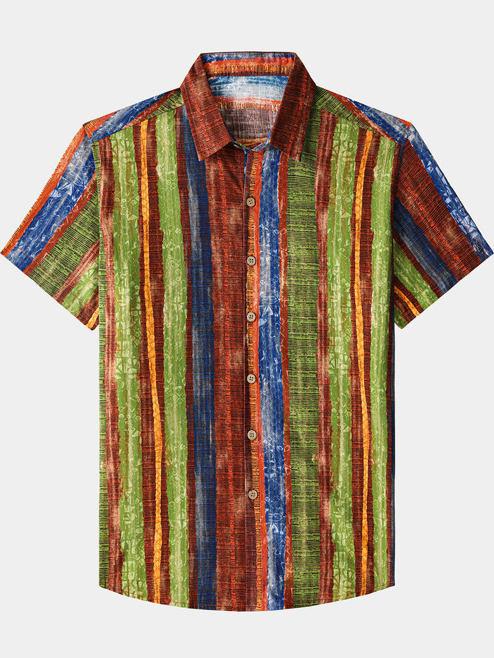 Vintage Bohemian Striped Lightweight Summer Vacation Shirt