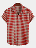 Red Plaid Button-Up Summer Shirt