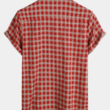 Red Plaid Button-Up Summer Shirt