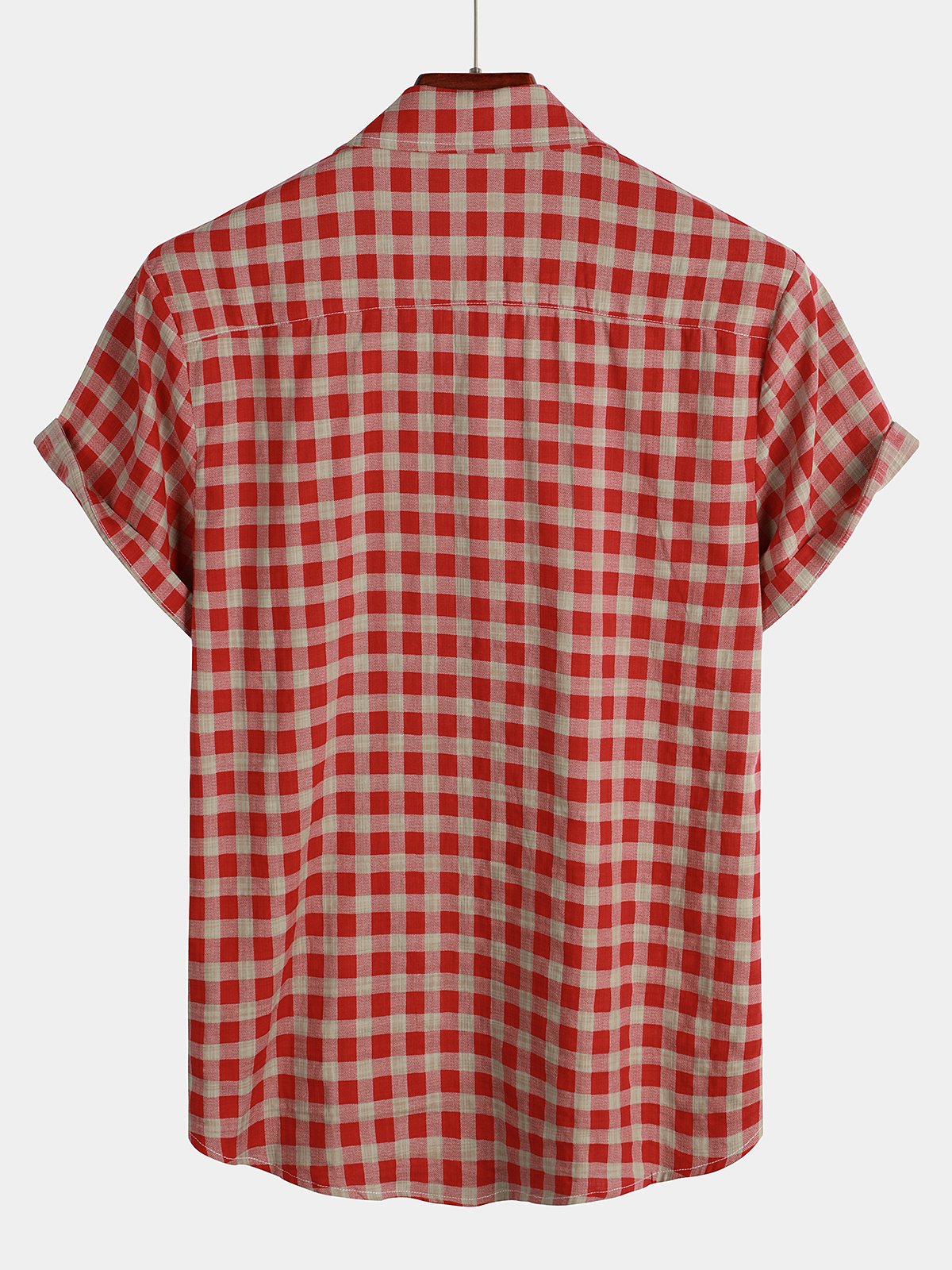 Red Plaid Button-Up Summer Shirt