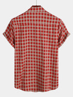 Red Plaid Button-Up Summer Shirt