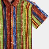 Vintage Bohemian Striped Lightweight Summer Vacation Shirt