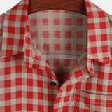 Red Plaid Button-Up Summer Shirt