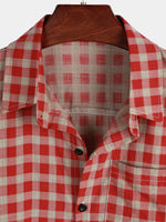 Red Plaid Button-Up Summer Shirt