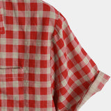 Red Plaid Button-Up Summer Shirt