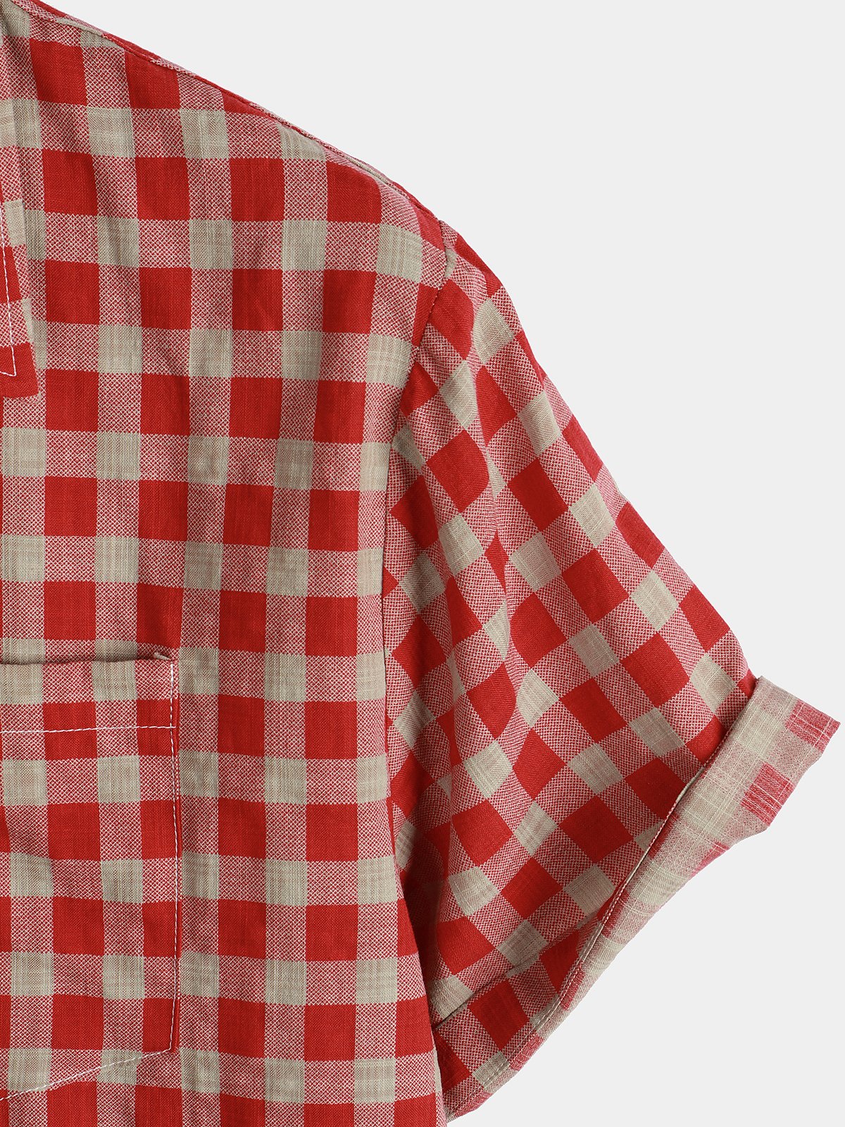 Red Plaid Button-Up Summer Shirt