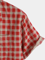 Red Plaid Button-Up Summer Shirt