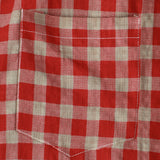 Men's Red Plaid Shirt with Short Sleeves and Pocket