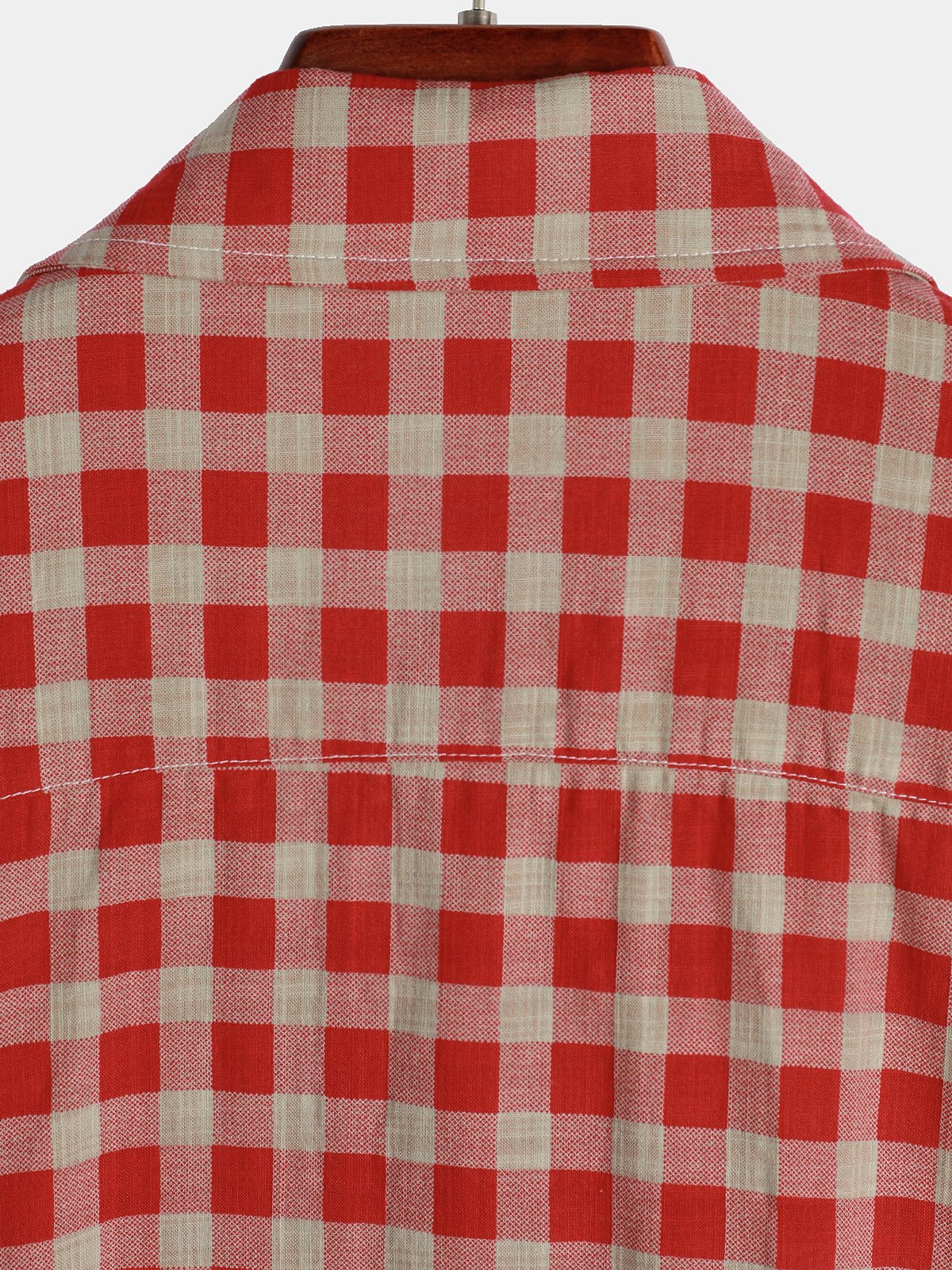 Red Plaid Button-Up Summer Shirt