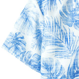 Blue Hawaiian Short Sleeve Shirt with Casual Pocket and Tropical Plant Print