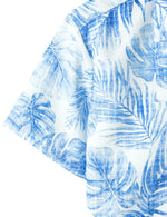 Blue Hawaiian Short Sleeve Shirt with Casual Pocket and Tropical Plant Print