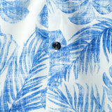 Blue Hawaiian Short Sleeve Shirt with Casual Pocket and Tropical Plant Print