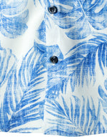 Blue Hawaiian Short Sleeve Shirt with Casual Pocket and Tropical Plant Print