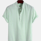 Elegant Striped Short-Sleeve Shirt