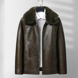 Leather jacket with fleece