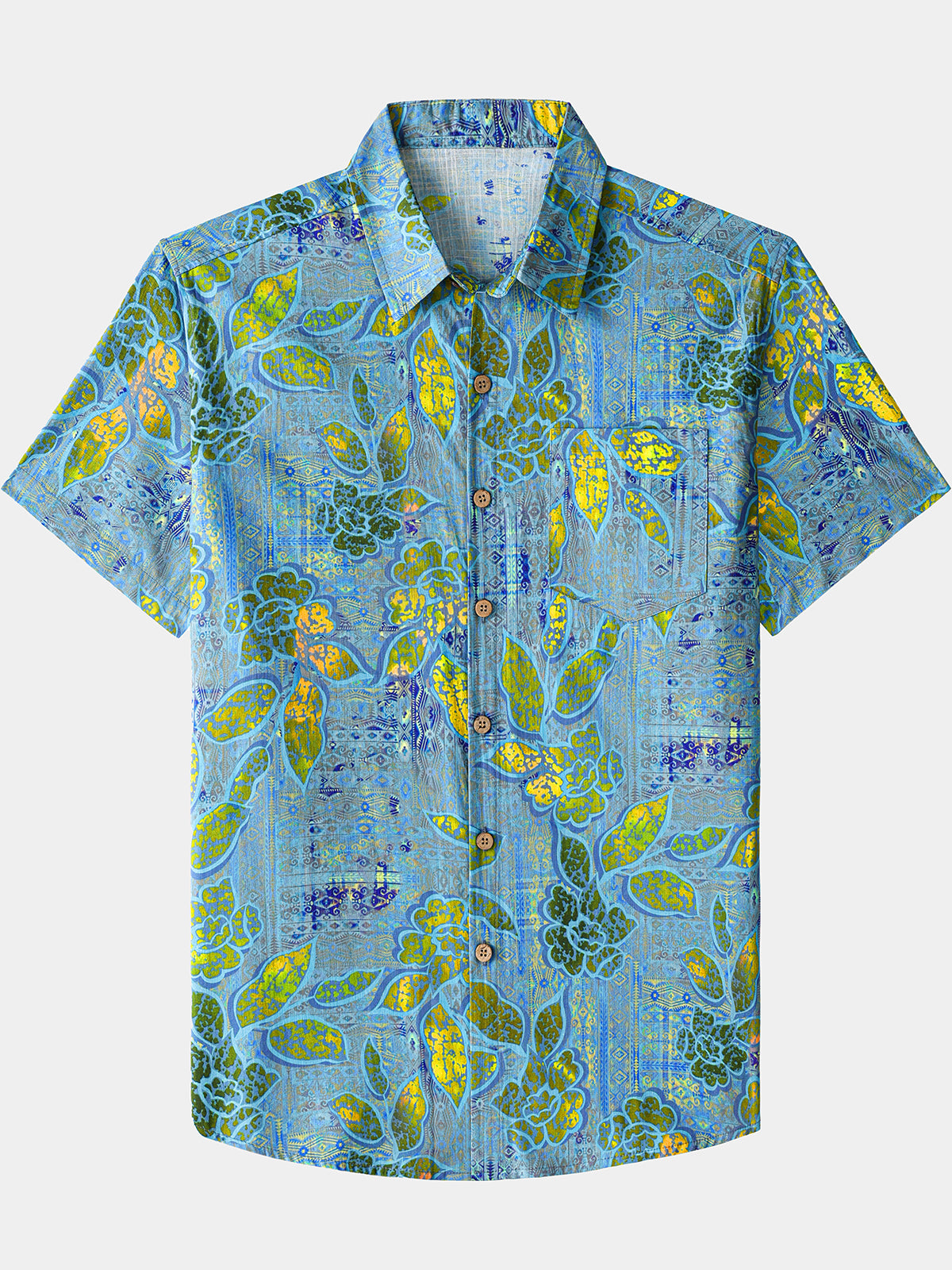 Retro Leaf Pattern Casual Barbecue Shirt