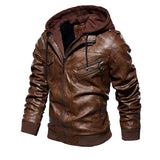Leather jacket with hood