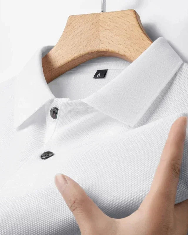 Men's Cotton Polo Shirt, Casual in White
