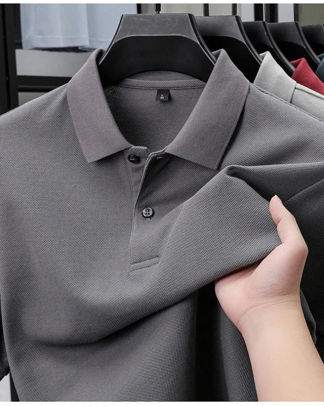 Men's Cotton Polo Shirt, Casual in Gray