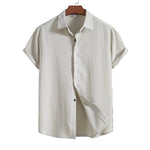 Short-Sleeve Shirt in Cotton and Linen