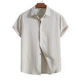 Short-Sleeve Shirt in Cotton and Linen