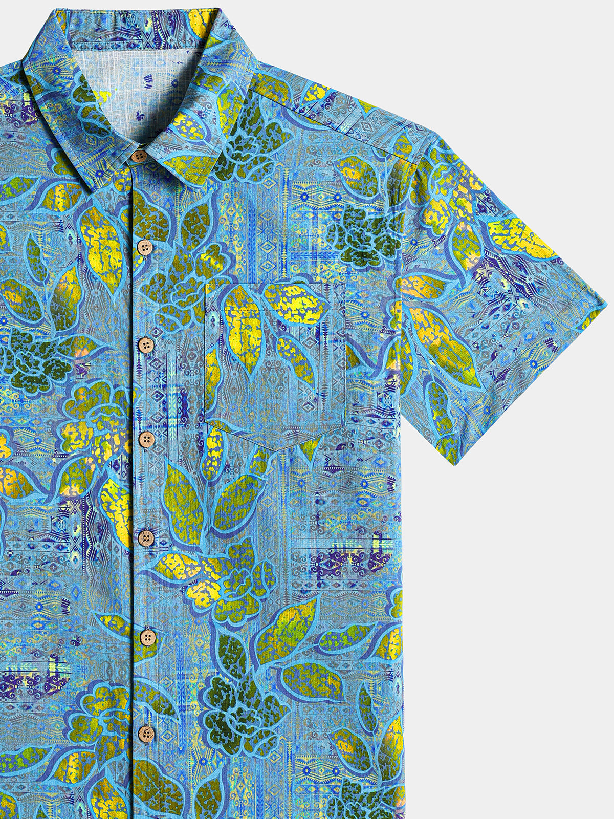 Retro Leaf Pattern Casual Barbecue Shirt