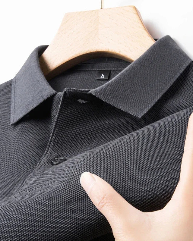 Men's Cotton Polo Shirt, Casual in Dark Gray