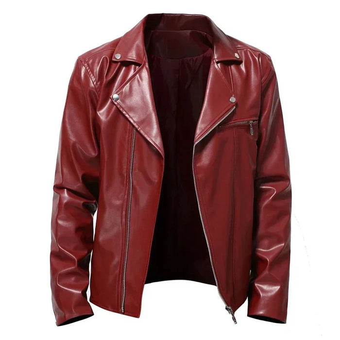 Men's Leather Jacket, Red and Black