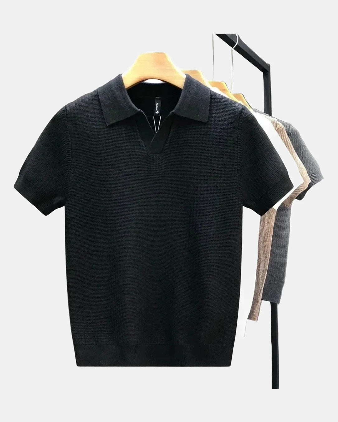 Men's Knit Polo Shirt in Black