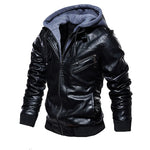 Leather jacket with hood
