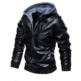 Leather jacket with hood