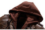 Leather jacket with hood