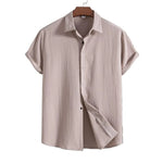 Short-Sleeve Shirt in Cotton and Linen
