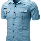 Cotton Cargo Shirt with Short Sleeves