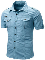 Cotton Cargo Shirt with Short Sleeves