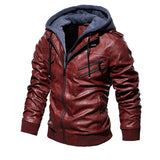 Leather jacket with hood