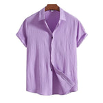 Short-Sleeve Shirt in Cotton and Linen