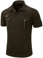 Cotton Cargo Shirt with Short Sleeves
